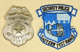 Rare 60s - Early 70s Apollo Program Era USAF / NASA Eastern Test Range Security Police Badge & Patch