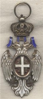 Silver Serbian 2nd Type "Order of the White Eagle" Officer Badge from Baltic War Period