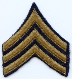 WWII US Army Sergeant Rank Stripes in Brown Embroidery