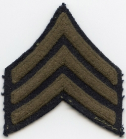 Single 1930s US Army Sergeant Rank Stripes in Olive Wool Felt