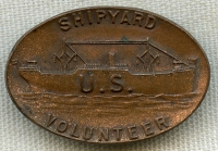 WWI Shipyard Volunteer Lapel Badge by Whitehead & Hoag Co. Newark, N.J.