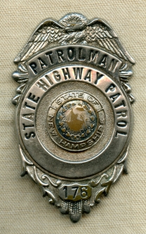 Scarce 1950's NH State Highway Patrol Patrolman Badge.