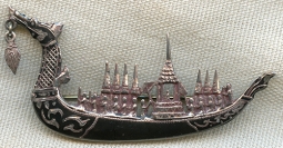 Lovely 1930's Siamese Royal Barge Brooch in Sterling Silver