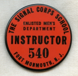 WWII Instructor Badge from the Signal Corps School EM's Dept. Fort Monmouth, New Jersey
