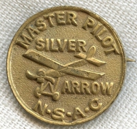 Ca 1930 Kingsbury Toys National Silver Arrow Club Master Pilot Pin