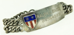 Nice Heavy WWII CBI Theater Silver & Enamel ID Bracelet, Chinese Made.