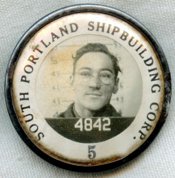 Early WWII South Portland (Maine) Shipbulding Corp. Worker ID Badge