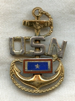 Early WWII USN Son-in-Service Badge in Form of CPO Hat Badge