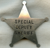 Great Old 1900's - 1910's Special Deputy Sheriff Badge 5 Point Star Omaha Maker Mark