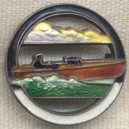 BEING RESEARCHED - Beautiful Enameled Speedboat Lapel Pin -NOT FOR SALE UNTIL IDENTIFIED