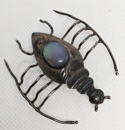 Wonderful Vintage Mid Century Bill Ilteld Spider Brooch with Opal
