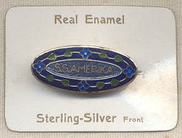 BEING RESEARCHED - S.S. Amerika Souvenir Pin on Original Display - NOT FOR SALE UNTIL IDENTIFIED
