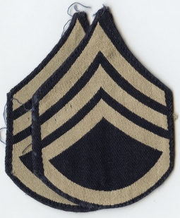 Pair WWII US Army Rank Stripes for Staff Sergeant Embroidered on Twill Light Backing