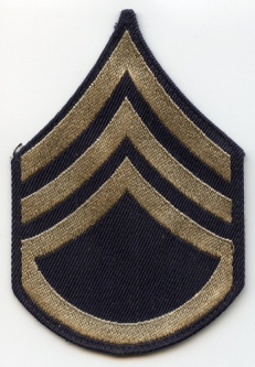 WWII US Army Rank Stripes for Staff Sergeant in Khaki Embroidery on Navy Twill