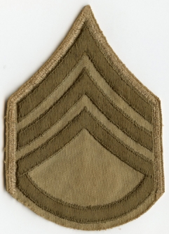 WWII US Army Rank Stripes for Staff Sergeant on Khaki Twill