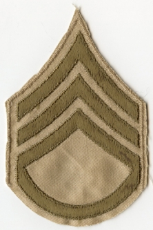 WWII US Army Rank Stripes for Staff Sergeant Embroidered on Light Khaki Twill