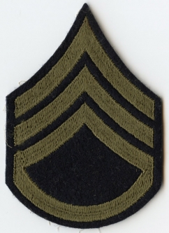 Nice Single WWII US Army Rank Stripes for Staff Sergeant Olive Embroidered on Wool
