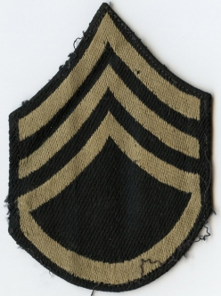Single WWII US Army Rank Stripes for Staff Sergeant Embroidered on Twill Light Backing