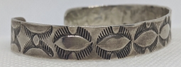 Beautiful Ca 1910's Stamped Silver Ingot Navajo Bracelet with Lovely design