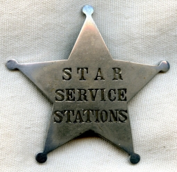 Great Late 1910's - 1920's Star Service Stations Attendant Badge