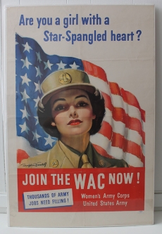 Wonderful 1943 Women's Army Corps (WAC) "Star-Spangled Heart" Recruiting Poster