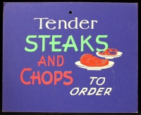 Great Vintage 1950's - 60's Diner Sign for Steaks & Chops
