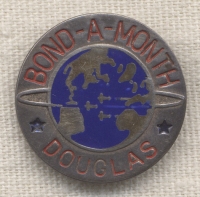 WWII Douglas Aircraft 'Bond-a-Month' Club Enameled Sterling Lapel Pin