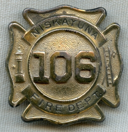 Nice Old 1930's-40's Sterling Silver Badge from the Niskayuna NY Fire Dept