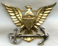 WWII Sterling Silver US Coast Guard (USCG) Officer Sweetheart Pin
