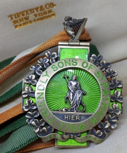 Beautiful & Rare Ca 1933 Friendly Sons of St. Patrick Membership Badge Silver by Tiffany & Co