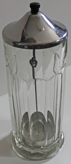 Beautiful 1930's - 40's Soda Fountain Straw Dispenser in Heavy Glass, Chromed Brass, and Bakelite