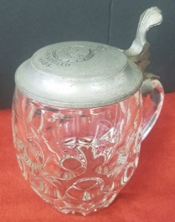 Great 1950's Pewter-Top Glass Stein Advertising The Student Prince of Springfield, MA