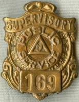 1920's - 1930's New Jersey Public Service Supervisory Employee Hat Badge