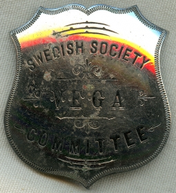 Great 1890's Swedish Soc for Anthropology & Geography (US Branch) Badge for Vega Award Committee