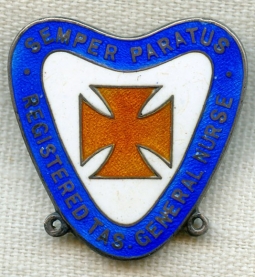 WWII Numbered Tasmanian General Nurse Pin in Sterling Silver