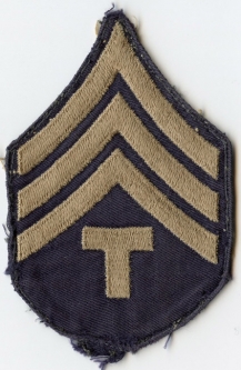 Single WWII US Army Rank Stripes for Technician 4th Grade Removed from Uniform Light Back