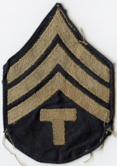 Single WWII US Army Rank Stripes for Technician 4th Grade Removed from Uniform