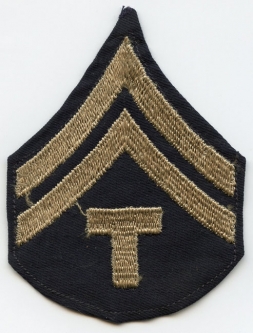 Single WWII US Army Rank Stripes for Technician 5th Grade Embroidered on Twill