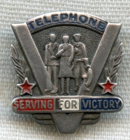 Great Sterling WWII Telephone Operators & Workers "V for Victory" Service Pin