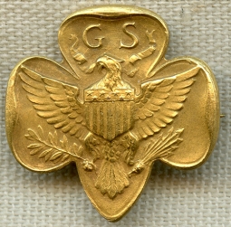 Beautiful 1920's 10K Gold Girl Scouts Membership Lapel Pin, Type 3-A "8 Arrows" RARE