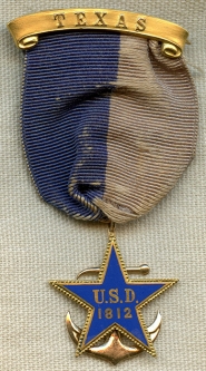 Named, Early 20th C., 14K Gold Daughters of 1812 Membership Badge from Texas Member