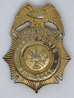 Vintage 1980's Three Point, AZ Fire Dept Chief Badge by Blackinton