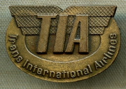 1960s Trans International Airlines (TIA)  Agent Hat Badge 2nd Issue