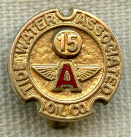 Beautiful 1940 Flying A Gasoline / Tide Water Associated Oil Co. 15 Year Service Pin in 14K Gold