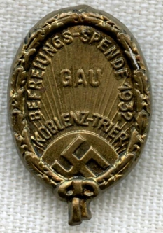 Rare 1932 Donation Tinny for the "Liberation of Koblenz-Trier"