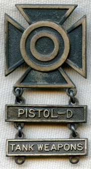 WWII US Army Tank Weapons Badge in Sterling