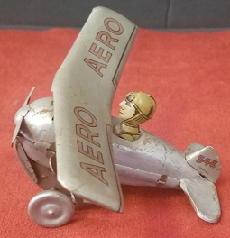 Very Cool Late 1940's Tin Wind-Up "Flip" Airplane Made in US Zone, Germany