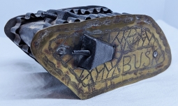 Super Cool Miniature WWI Trench Art Tank Model in Brass & Corrugated Tin.