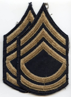 Pair of WWII US Army Rank Stripes for Technical Sergeant Embroidered on Cotton