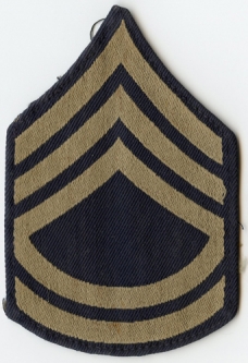 WWII Single US Army Rank Stripes for Technical Sergeant Embroidered on Navy Twill